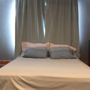 Seafoam and white pillowcases